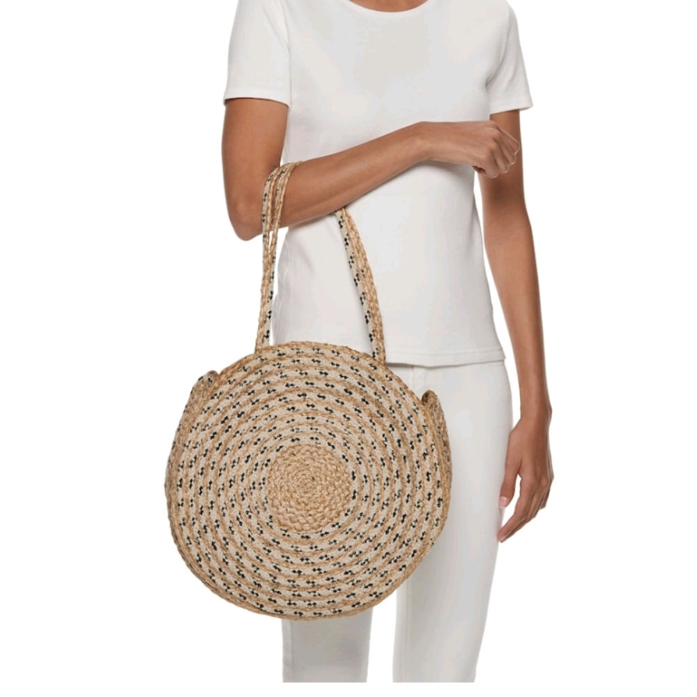 5 Star Rated Natural Jute Handbag Large Round - Picture 1 of 5